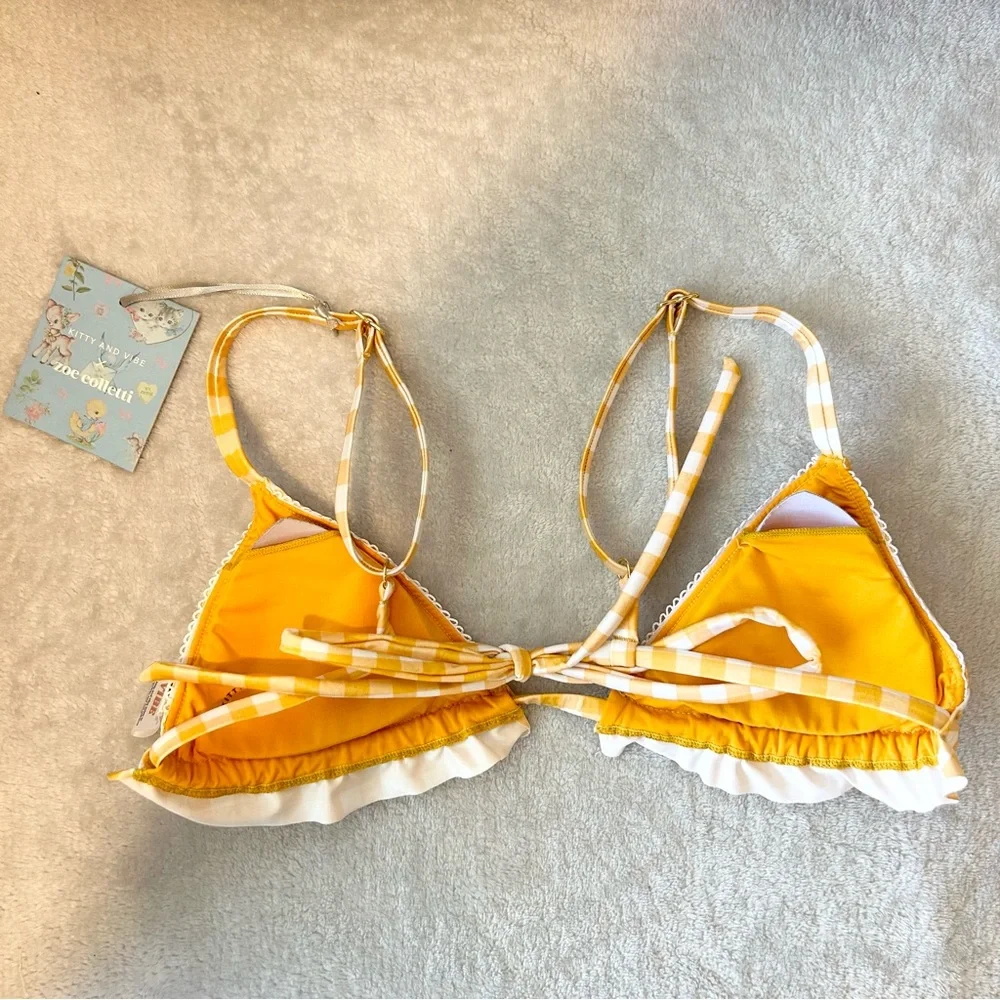 NWT Kitty and Vibe x Zoe Colletti Bikini Top Orange Plaid Size A